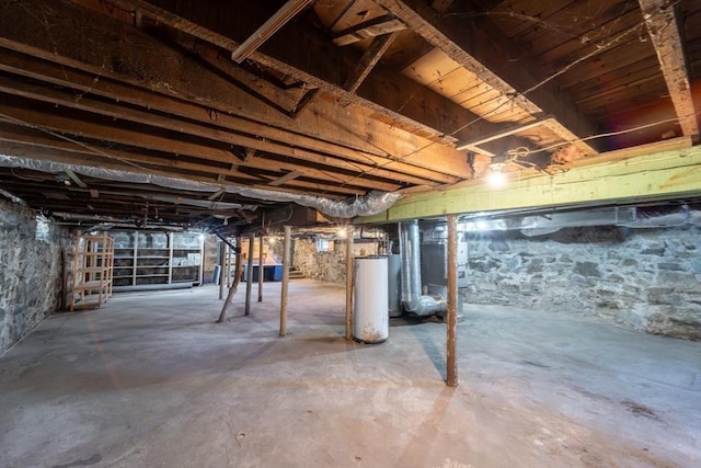 basement with gas water heater