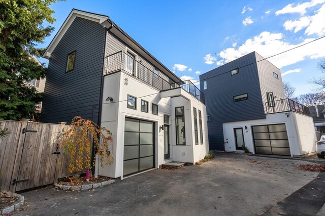 view of front of property with a balcony