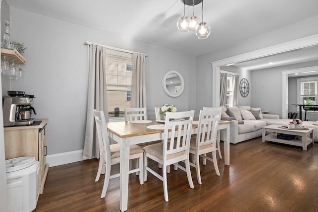 20-A Franklin St, Peabody, MA 01960 - dining space featuring dark wood-style flooring and baseboards