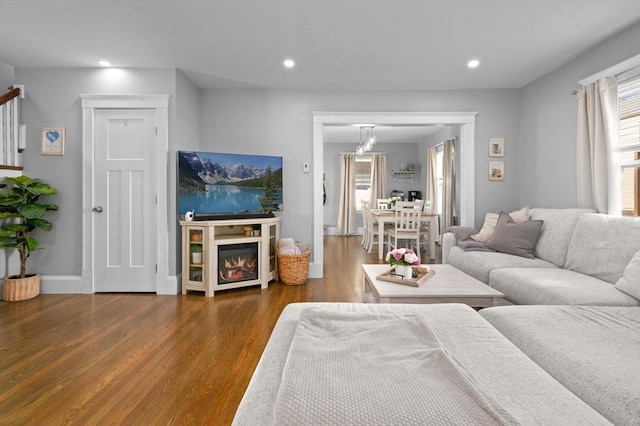20-A Franklin St, Peabody, MA 01960 - living area with wood finished floors and recessed lighting