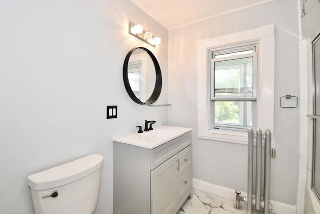 176 N Blvd, West Springfield, MA 01089 - bathroom featuring marble look tile flooring, vanity, and a shower with shower door