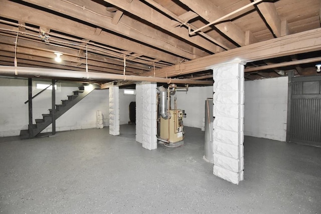 176 N Blvd, West Springfield, MA 01089 - unfinished below grade area featuring stairway and water heater