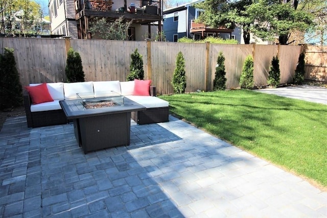318 Concord Ave Unit 1, Cambridge, MA 02138 - view of patio with an outdoor living space with a fire pit