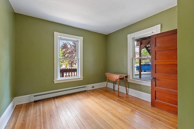 128 7th St, Montague, MA 01376 - empty room featuring a baseboard radiator, light wood-type flooring, and baseboards