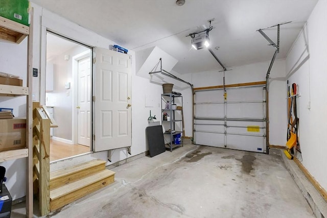 garage with a garage door opener