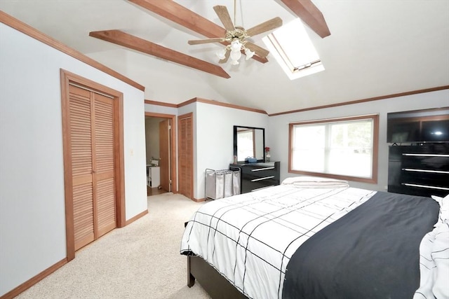 34 Pinecrest Rd, West Bridgewater, MA 02379 - bedroom with a skylight, carpet flooring, baseboards, and ceiling fan