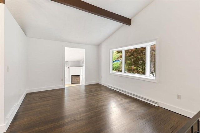 46 Blackmer, Sudbury, MA 01776 - unfurnished living room featuring baseboard heating, wood finished floors, a fireplace, and baseboards