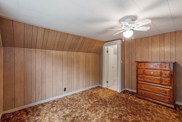 74 W Main St, Westminster, MA 01473 - additional living space with a ceiling fan, wooden walls, and carpet flooring