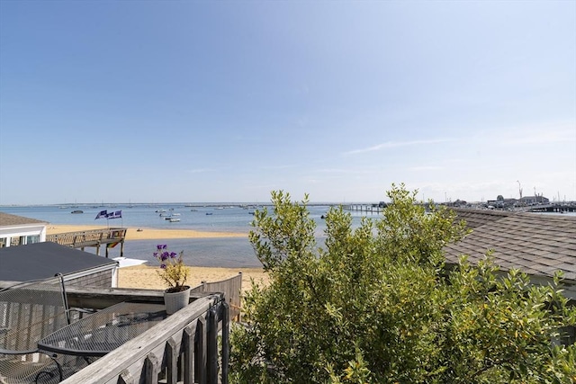 view of water feature featuring a beach view