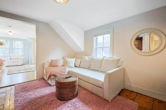 living area with wood-type flooring
