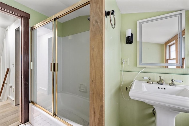 486 Franklin St, Reading, MA 01867 - full bathroom featuring bath / shower combo with glass door and a sink