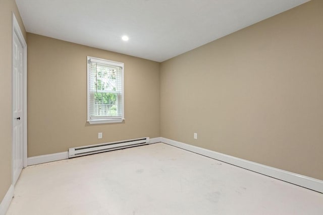 1029 Iyannough Rd Unit 9B, Barnstable, MA 02601 - spare room featuring a baseboard heating unit, baseboards, concrete flooring, and recessed lighting