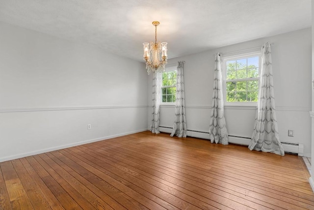 5 Hansen Ave, Burlington, MA 01803 - spare room with light wood finished floors, a chandelier, and baseboards