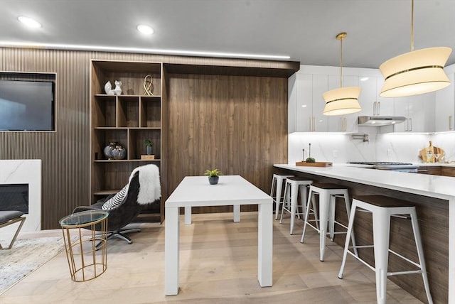 dining room with light hardwood / wood-style flooring