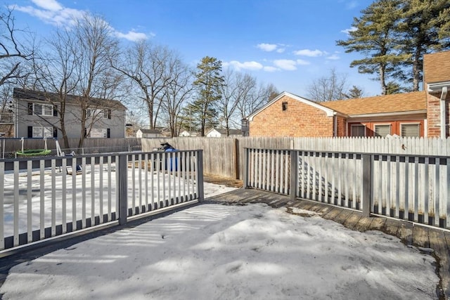 exterior space with a fenced backyard