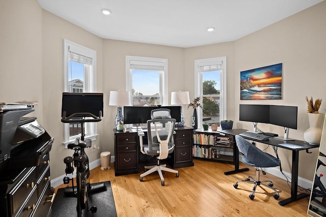 office with light hardwood / wood-style floors