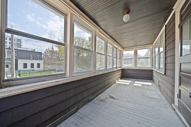 view of unfurnished sunroom