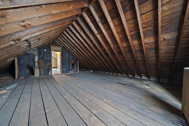 view of unfinished attic