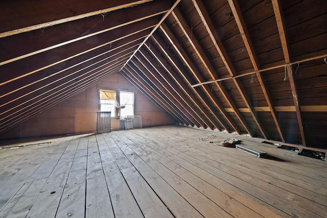 view of unfinished attic