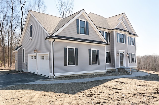 view of front facade featuring a garage