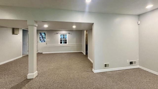9 Brooks Rd, Sudbury, MA 01776 - below grade area with carpet floors, baseboards, and visible vents