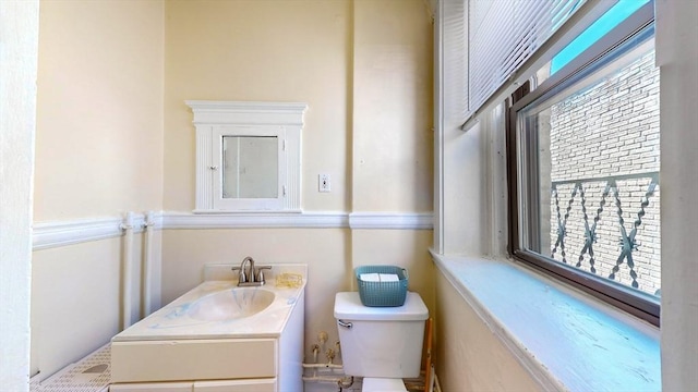 bathroom with toilet and vanity