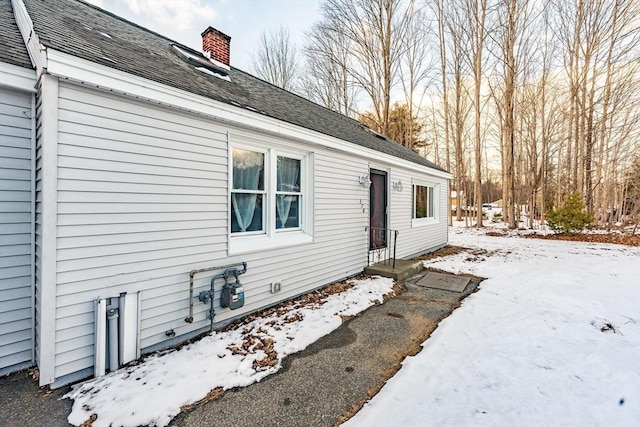 view of snow covered exterior