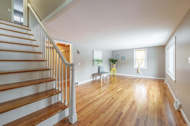 interior space with light hardwood / wood-style floors