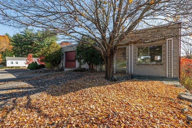 exterior space with a garage