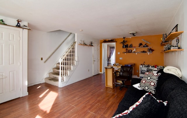 living room with wood-type flooring