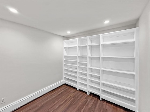 78 Howland Rd, Stoughton, MA 02072 - unfurnished room featuring baseboard heating, dark wood-type flooring, recessed lighting, and baseboards