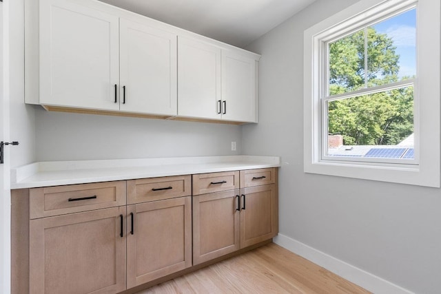 interior space with light hardwood / wood-style flooring