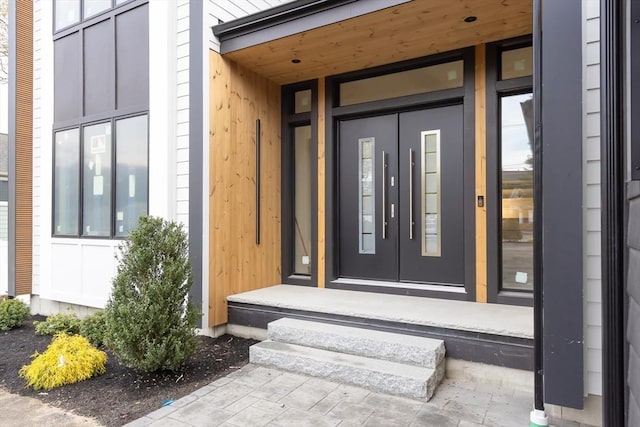 entrance to property with french doors