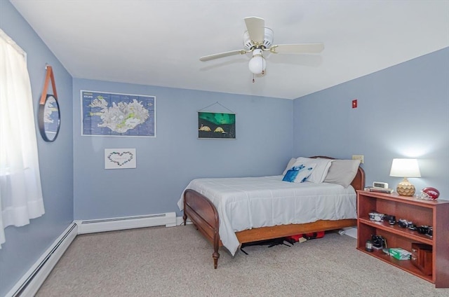 3 Riverside Dr, Mattapoisett, MA 02739 - bedroom with a baseboard heating unit, carpet flooring, and a ceiling fan
