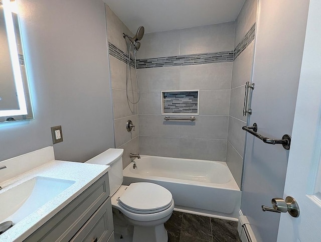 22 Newton Ave, Tewksbury, MA 01876 - bathroom featuring vanity,  shower combination, and a baseboard radiator