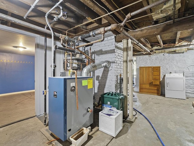 utilities with washer / clothes dryer and a heating unit