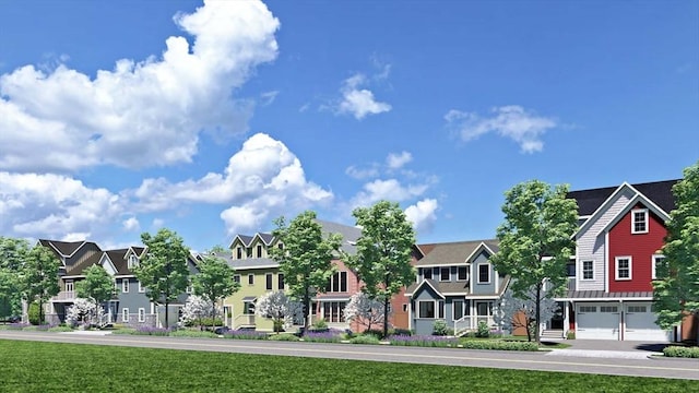 exterior space featuring a residential view and a yard