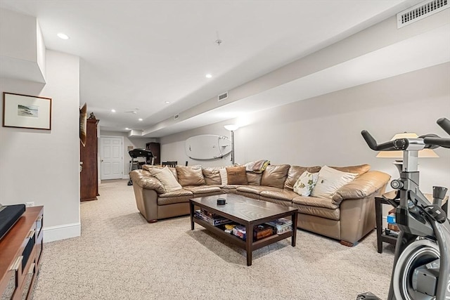 49 Intrepid Cir Unit 49, Marblehead, MA 01945 - living area featuring light carpet, baseboards, and recessed lighting