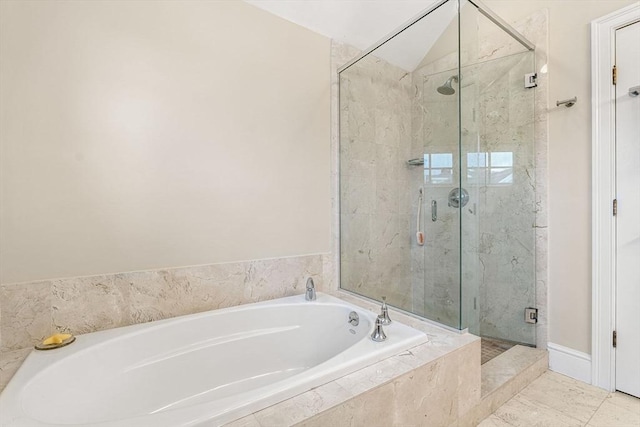 49 Intrepid Cir Unit 49, Marblehead, MA 01945 - full bathroom with a garden tub and a marble finish shower