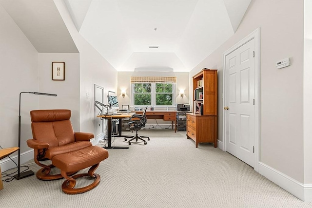 49 Intrepid Cir Unit 49, Marblehead, MA 01945 - home office featuring light colored carpet, baseboards, and lofted ceiling