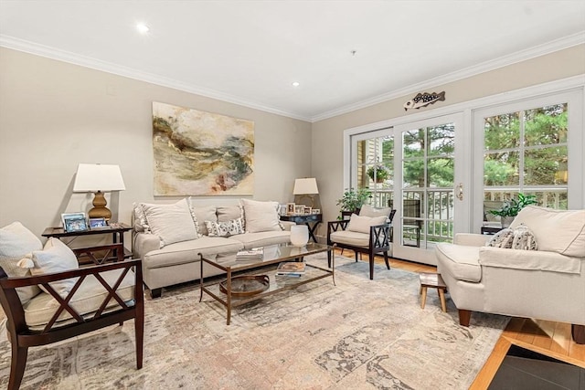49 Intrepid Cir Unit 49, Marblehead, MA 01945 - living room featuring ornamental molding, recessed lighting, and light wood-style flooring