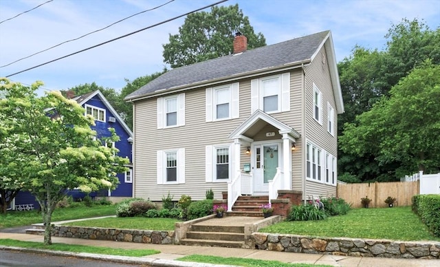 47 Moffatt Rd, Salem, MA 01970 - colonial inspired home featuring a chimney and entry steps