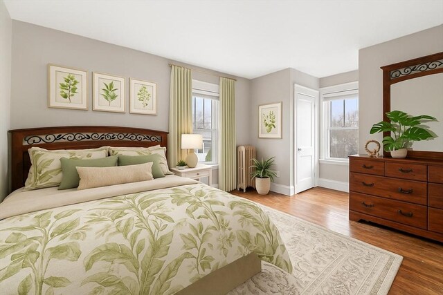 47 Moffatt Rd, Salem, MA 01970 - bedroom featuring radiator heating unit, wood finished floors, and multiple windows