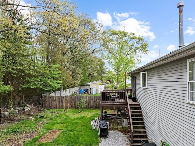 64 Ventura Ln, New Bedford, MA 02745 - view of yard featuring stairs and a wooden deck