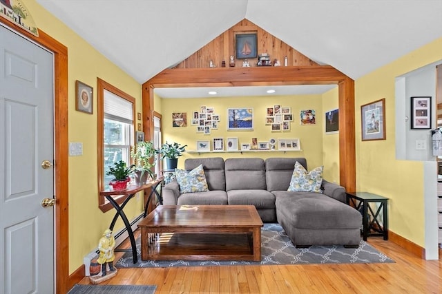 13 Elcott Rd, Quincy, MA 02169 - living area featuring vaulted ceiling and wood finished floors