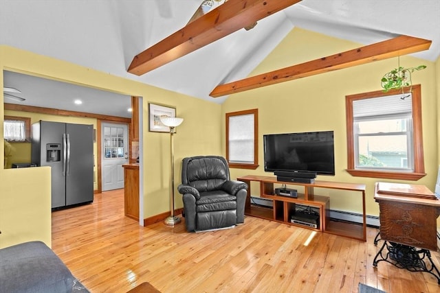 13 Elcott Rd, Quincy, MA 02169 - living area featuring a baseboard heating unit, light wood-style flooring, and recessed lighting