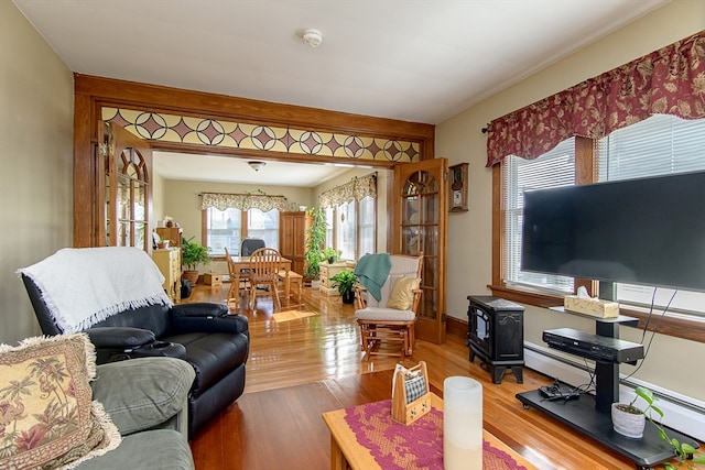 living room with hardwood / wood-style floors