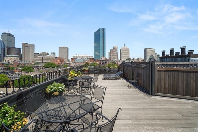 2 Clarendon St Unit 510, Boston, MA 02116 - deck with outdoor dining area and a skyline view