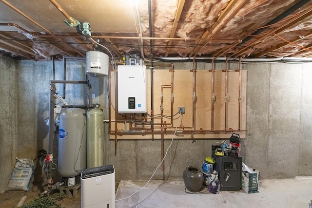 utility room with water heater