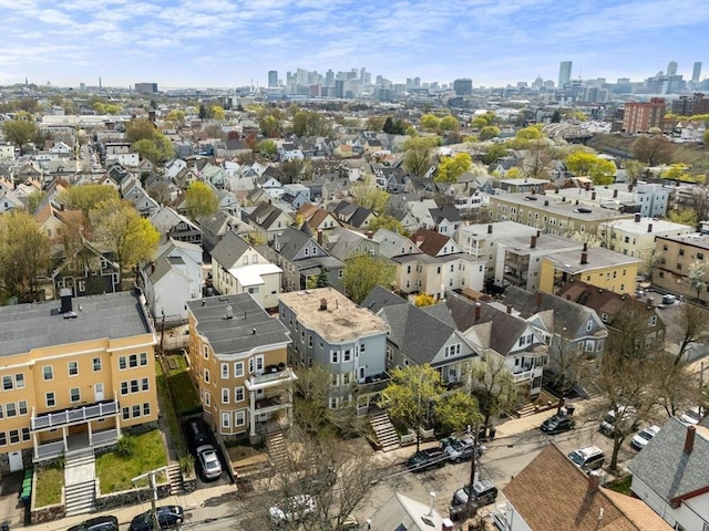 bird's eye view with a city view